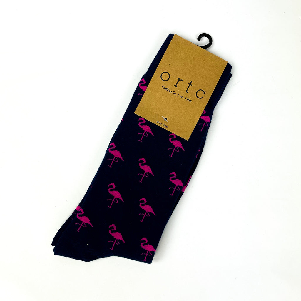Navy Flamingo Socks