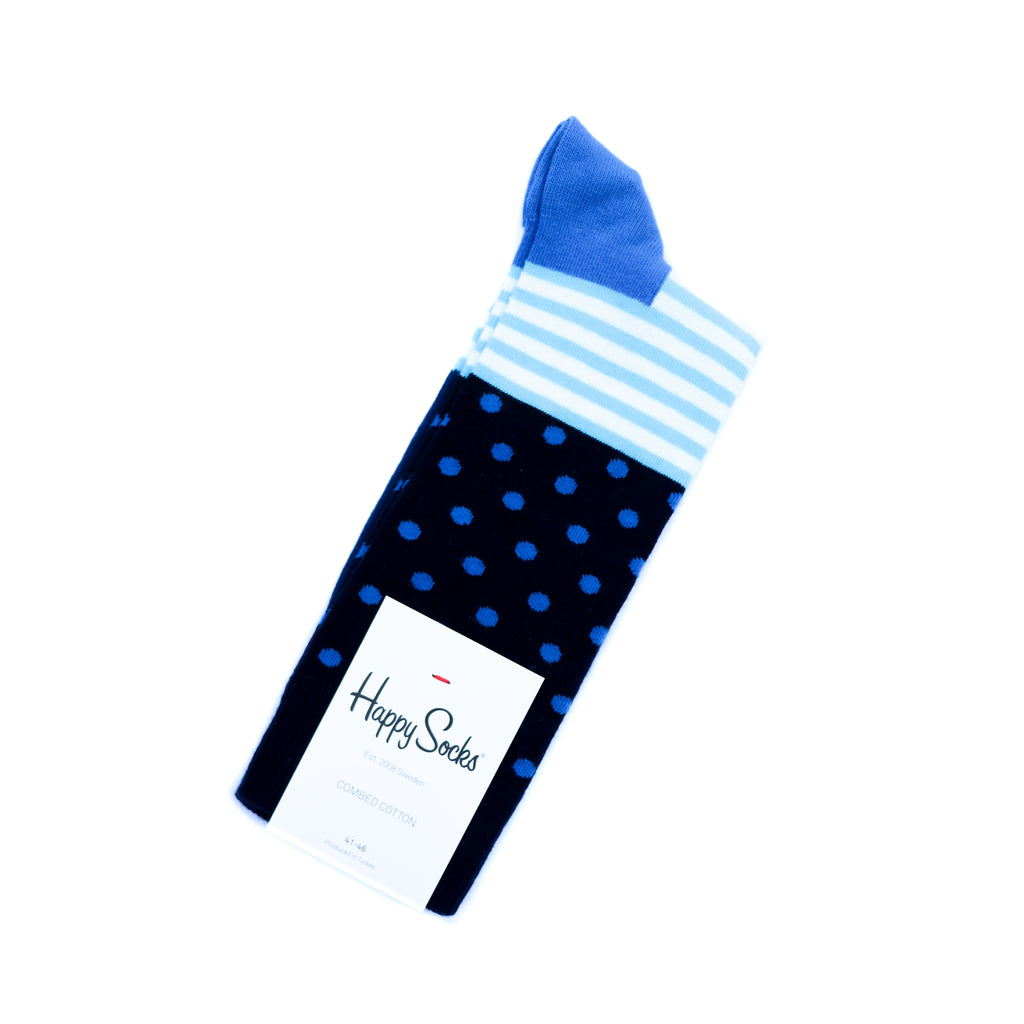 Blue Stripes & Dots Socks - Mankind Co.